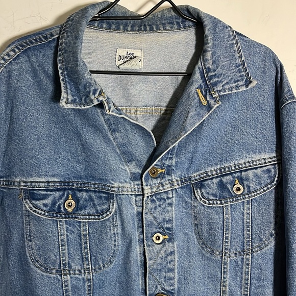 LEE DUNGAREES Vtg 90s USA Made Stonewash Denim Blue Jean Jacket Mens XXL - Picture 6 of 8